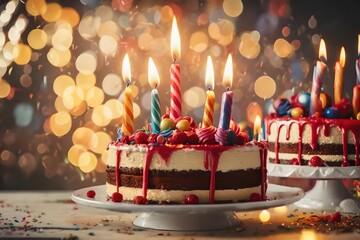 Happy birthday cake with candle