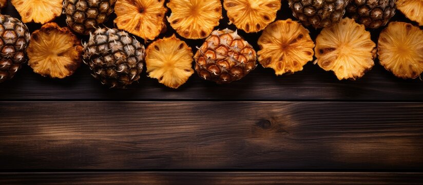 Dried pineapples on wood