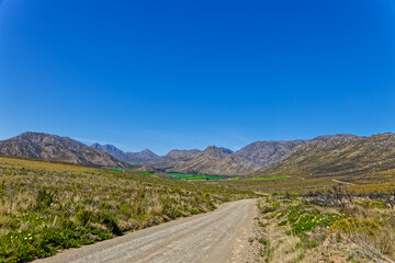 Hidden fertile Langkloof Valley in the Langeberg Mountains in the Little Karoo, Western Cape, South...