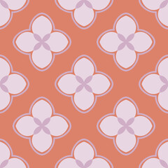 Pink geometric ornament on an orange red background