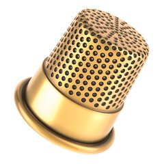 Golden Thimble, copper thimble. 3D rendering isolated on transparent background