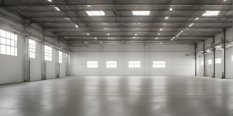 Empty room blurred in warehouse background.