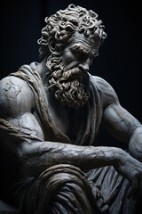 Personne de sculpture sto&iuml;que avec pierre, peau. Grec ancien, romain, abstrait. Sto&iuml;cisme. IA g&eacute;n&eacute;rative, IA