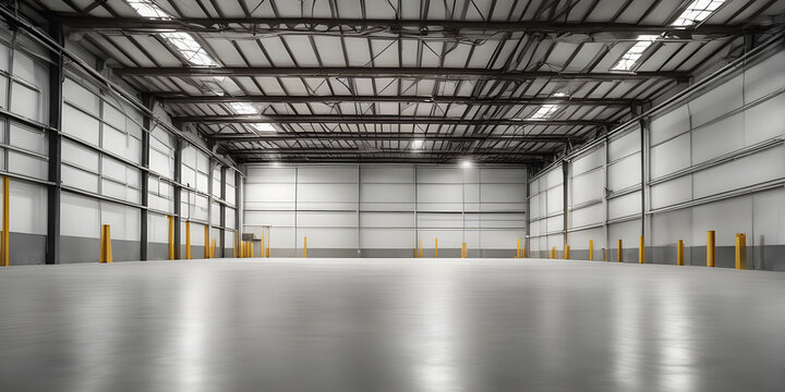 Empty room blurred in warehouse background.