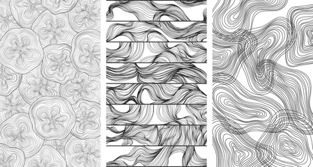 Backdrop cover layout template. Wavy curved line backgrounds collection. Abstract collection wallpaper or poster.