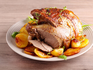 Roast lamb and potatoes
