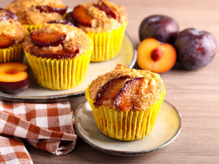 Whole wheat plum muffins