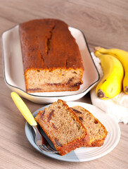 Banana cake with chocolate