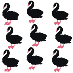 set of black swans silhouettes