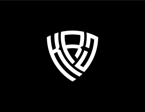 KRJ creative letter shield logo design vector icon illustration