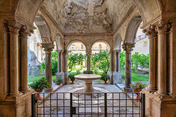 The marvelous Fossanova Abbey near the city of Priverno, in the province of Latina, Lazio, italy. - obrazy, fototapety, plakaty