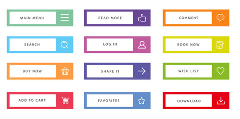 Flat button design elements for ui, web and applications