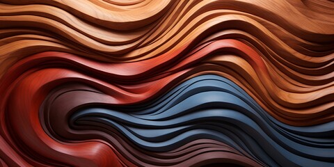 Wooden art background - abstract close-up of detailed organic brown wave wave wall texture banner wall carved wood