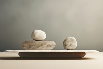 balance stones podium 3d rendering for product and cosmetics photography