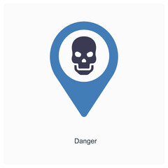 danger and location icon concept