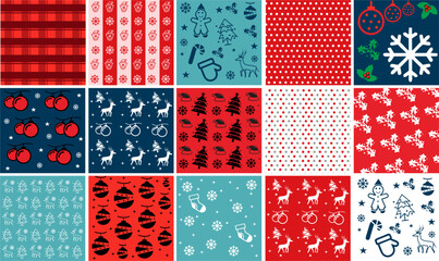 Christmas Digital Paper Patterns vector template. set of christmas wallpaper illustration