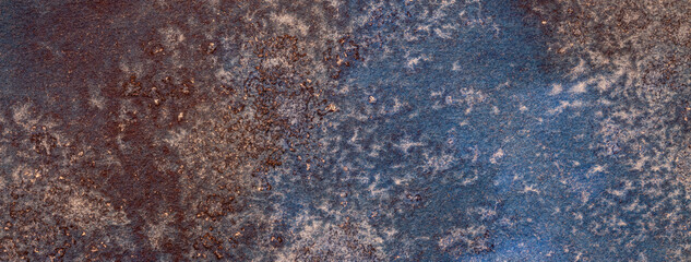 Abstract art background navy blue and brown colors. Watercolor painting on canvas with soft bronze gradient.