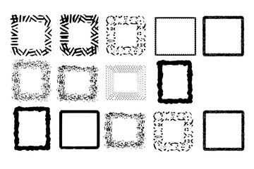 Set of brush strokes black vector frames 