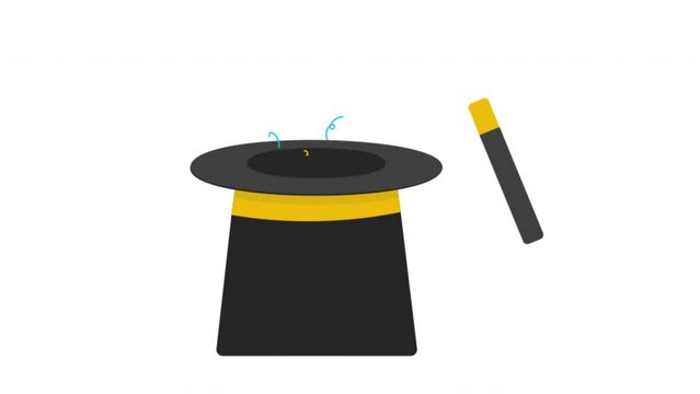2D Animation of Magician's Hat On White Screen Background
