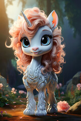 Cute cartoon unicorn girl