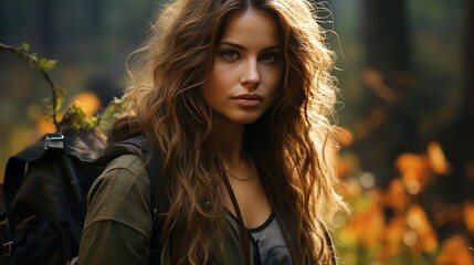 Fototapeta premium woman in autumn park