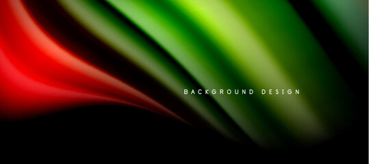 Rainbow color wave lines on black. Techno or business abstract background for posters, covers, banners, brochures, websites