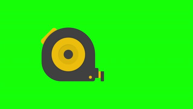 D Animation of Measuring Tool Tape On Green Screen Background