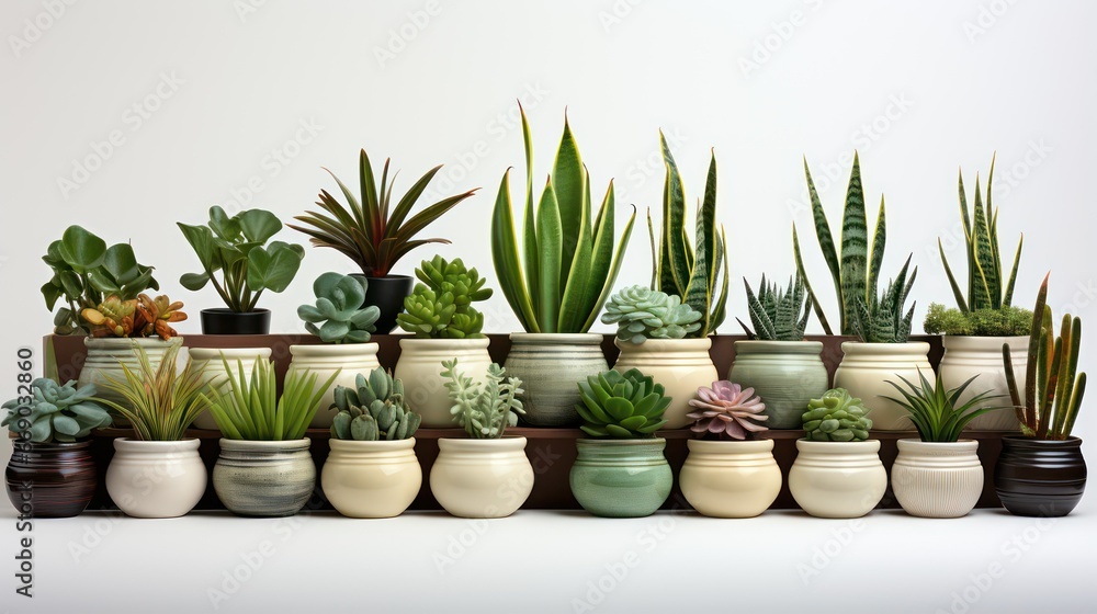 Wall mural plant in a pot on a white background