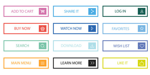 vector flat design call to action button set
