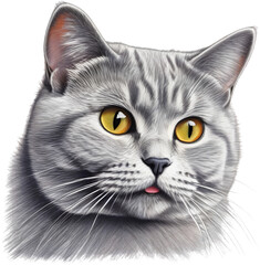 A sketch of a British Shorthair cat.