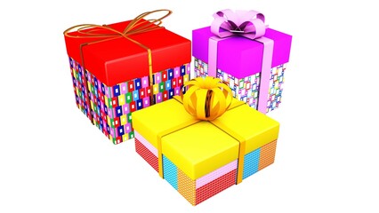 colorful gift boxes isolated on white