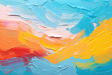 Cerulean abstract oil paint strokes on canvas, vivid 3D texture