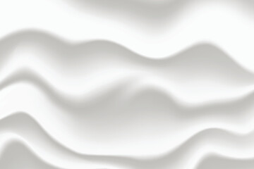 Vector background of folded cloth, textile waves, white cloth folded wallpaper, blank color