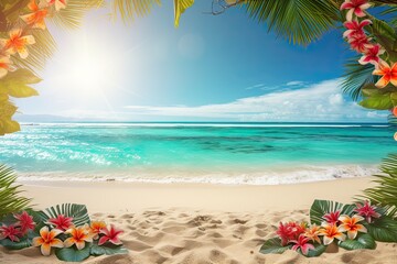 Fototapeta na wymiar Paradise Unveiled: Tropical Holiday Beach Banner Showcasing Tranquil Oasis