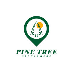 Pine Tree with Point logo design vector. Creative Pine Tree logo concepts template