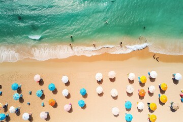 Fototapeta na wymiar Aerial View of Beach: Exquisite Beach Summer Vacation Destinations You Won't Want to Miss!