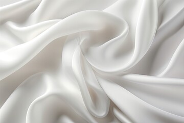 Alabaster Arcs: Luxurious White Silk Waves for Background Design