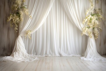 Alabaster Aesthetics: White Satin Cloth Wedding Backdrop - Smooth and Stunning