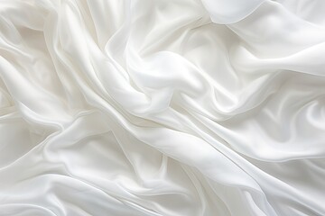 Obraz premium Alabaster Abyss: Luxurious White Satin Cloth Waves for Backgrounds - Stunning Digital Image