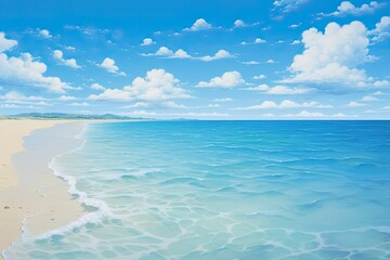 Golden Sands and Clear Blue Skies: An Inviting Beach Scene to Soak in the Beauty