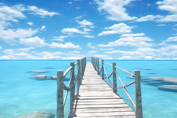 Fototapeta premium Beach Bridges: Stretching into the Calm Blue Sea