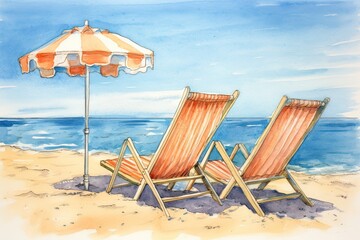 Beach Chairs Drawing: Enjoy the Summer Sun with a Relaxing Coastal Scene