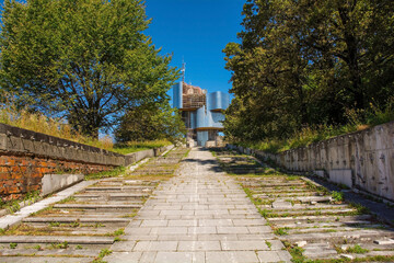The now derelict Yugoslav-era WW2 partisan Monument to the Uprising of the People of Kordun and...