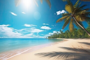 Beach Summer Vacation: Stunning Tropical Beach and Sea Nature Landscape View