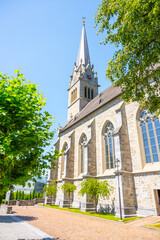 Fototapeta na wymiar Cathedral of St. Florin, neo-gothic church in Vaduz, Liechtenstein