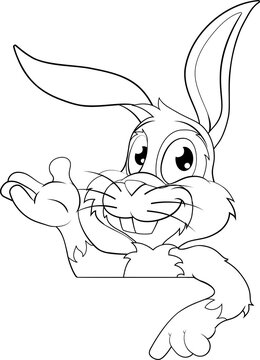 recommend clip art: Easter Bunny Rabbit Cartoon Character Peeking Sign