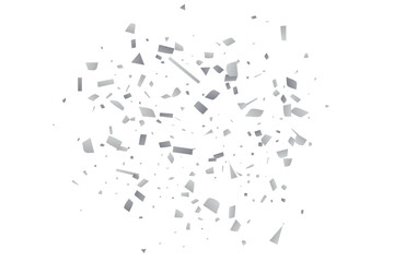 Silver glitter confetti on a white background. Decorative element.