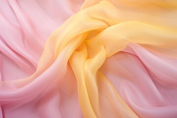 Fototapeta premium Candy Clouds: Pink and Yellow Chiffon Fabric - Delicate Backgrounds for Stunning Visuals