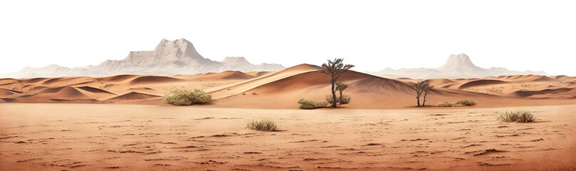 Desert with barren sands and rugged terrain, cut out - obrazy, fototapety, plakaty