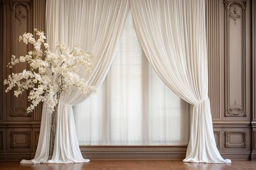 Elegant White Silk: Luxurious Wedding Backdrop for Perfect Nuptials